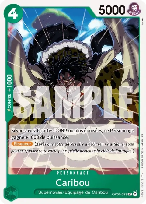 Carte One Piece Caribou OP07-023 · parallèle, extension Deck vert Jewelry Bonney