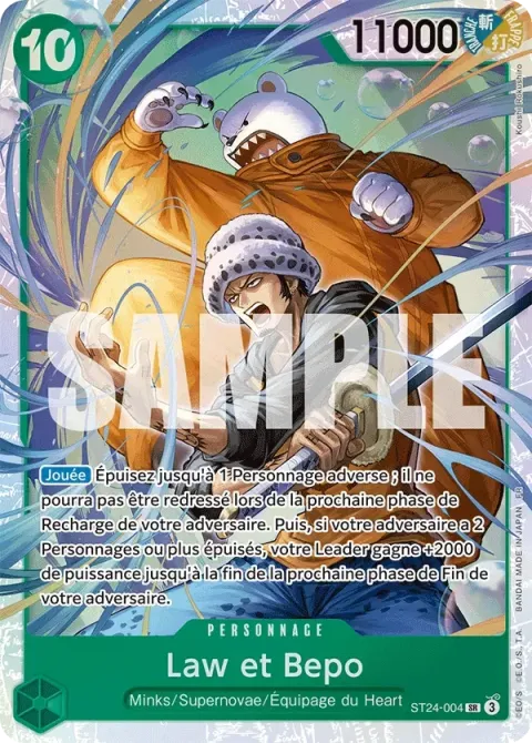 Carte One Piece Law et Bepo ST24-004, extension Deck vert Jewelry Bonney