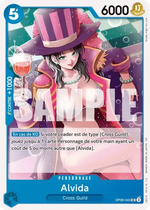Carte One Piece Alvida OP09-043, extension Deck bleu Baggy