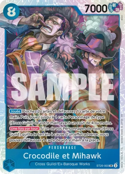 Carte One Piece Crocodile et Mihawk ST25-003, extension Deck bleu Baggy