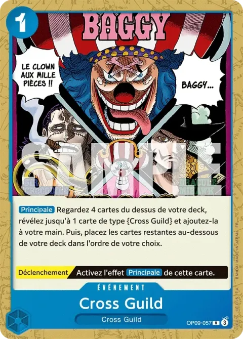 Carte One Piece Cross Guild OP09-057 · parallèle, extension Deck bleu Baggy