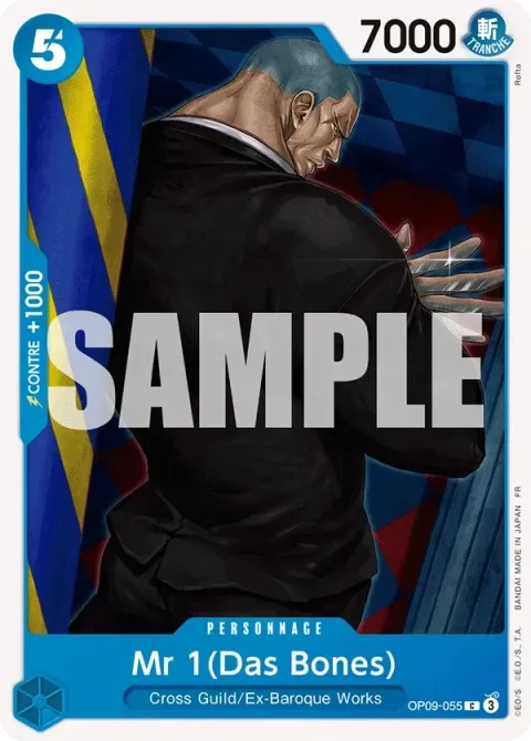 Carte One Piece Mr 1 (Das Bones) OP09-055, extension Deck bleu Baggy