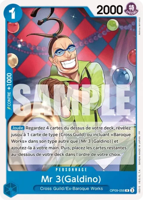 Carte One Piece Mr 3 (Galdino) OP09-056, extension Deck bleu Baggy