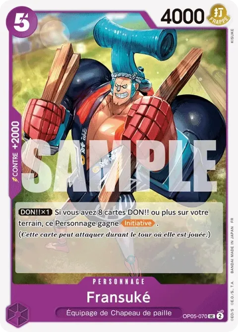 Carte One Piece Fransuké OP05-070, extension Deck violet/noir Monkey D. Luffy