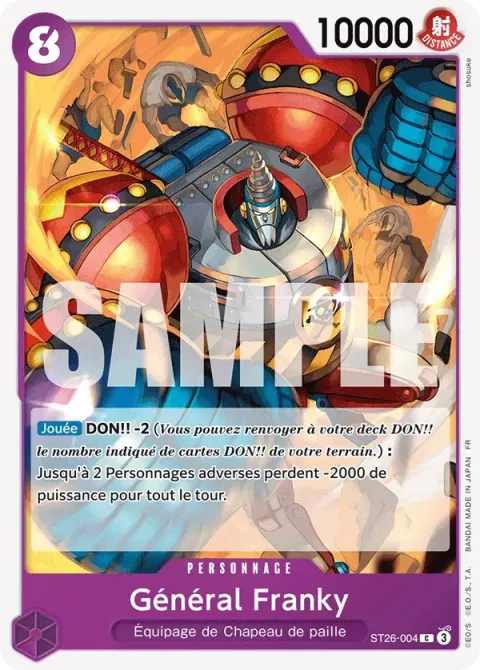 Carte One Piece Général Franky ST26-004, extension Deck violet/noir Monkey D. Luffy