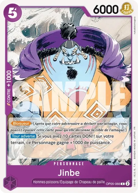 Carte One Piece Jinbe OP05-066, extension Deck violet/noir Monkey D. Luffy