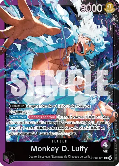 Carte One Piece Monkey D. Luffy OP09-061 · parallèle 2, extension Deck violet/noir Monkey D. Luffy