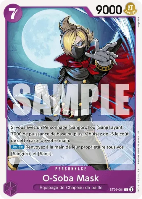 Carte One Piece O-Soba Mask ST26-001, extension Deck violet/noir Monkey D. Luffy
