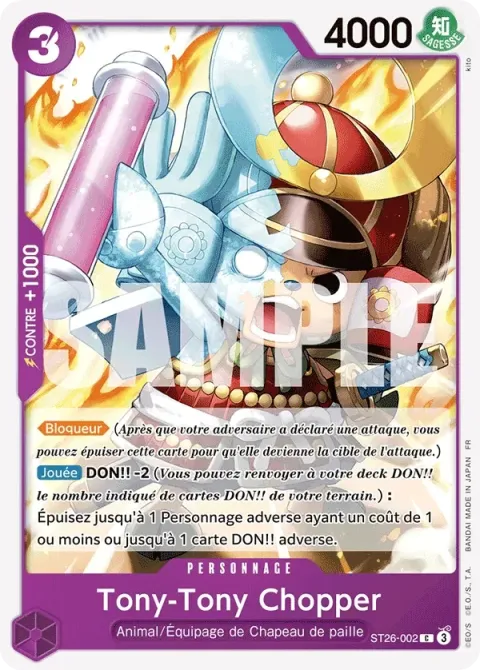Carte One Piece Tony-Tony Chopper ST26-002, extension Deck violet/noir Monkey D. Luffy