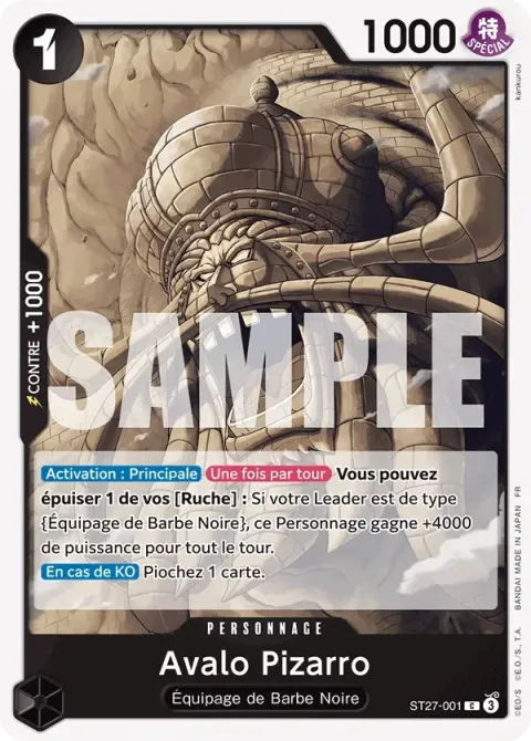 Carte One Piece Avalo Pizarro ST27-001, extension Deck noir Marshall D. Teach