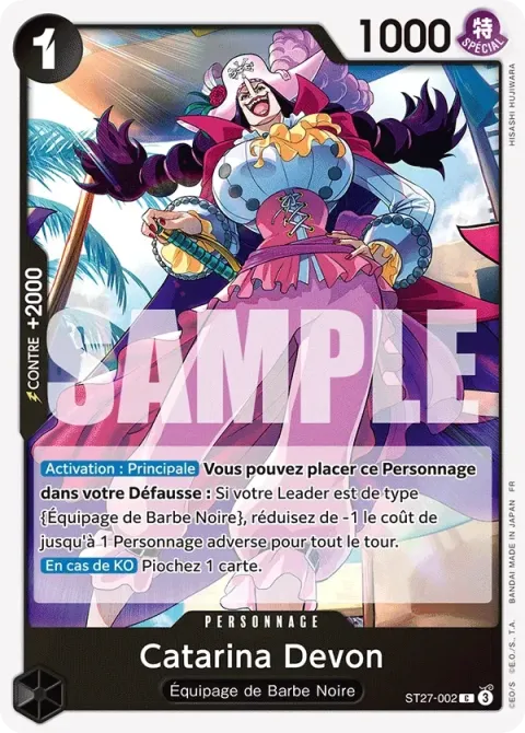 Carte One Piece Catarina Devon ST27-002, extension Deck noir Marshall D. Teach