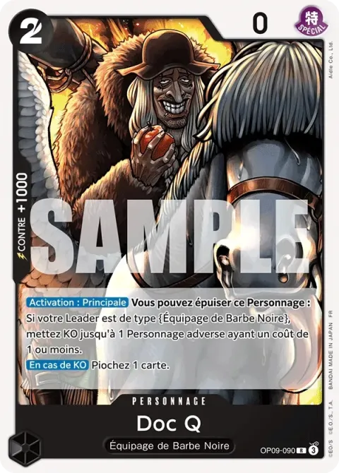 Carte One Piece Doc Q OP09-090, extension Deck noir Marshall D. Teach