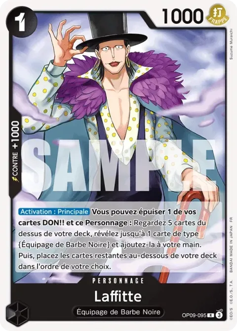 Carte One Piece Laffitte OP09-095, extension Deck noir Marshall D. Teach