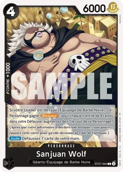 Carte One Piece Sanjuan Wolf ST27-004, extension Deck noir Marshall D. Teach