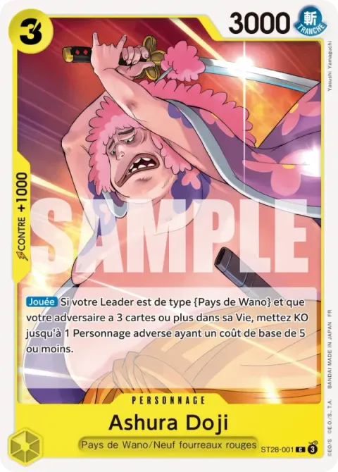 Carte One Piece Ashura Doji ST28-001, extension Deck vert/jaune Yamato