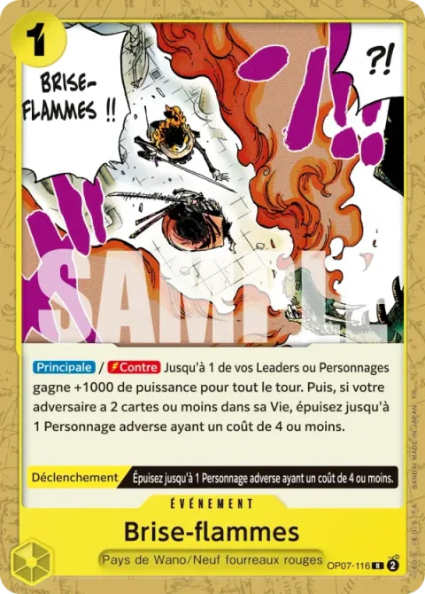 Carte One Piece Brise-flammes OP07-116 · parallèle, extension Deck vert/jaune Yamato