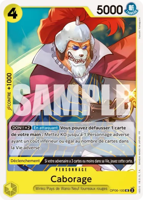 Carte One Piece Caborage OP06-100, extension Deck vert/jaune Yamato