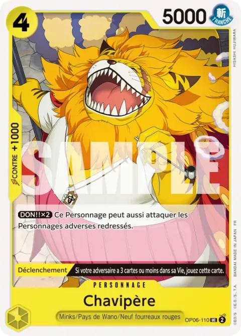 Carte One Piece Chavipère OP06-110, extension Deck vert/jaune Yamato