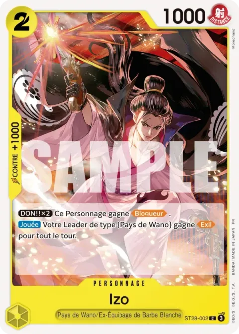 Carte One Piece Izo ST28-002, extension Deck vert/jaune Yamato