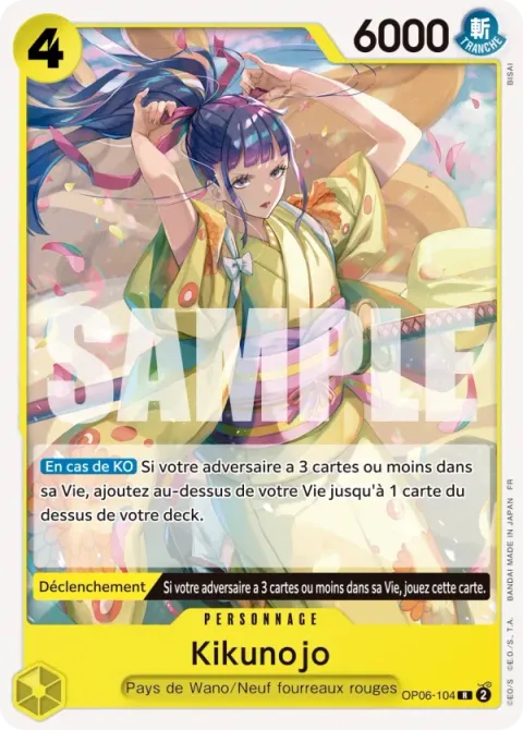 Carte One Piece Kikunojo OP06-104 · parallèle, extension Deck vert/jaune Yamato