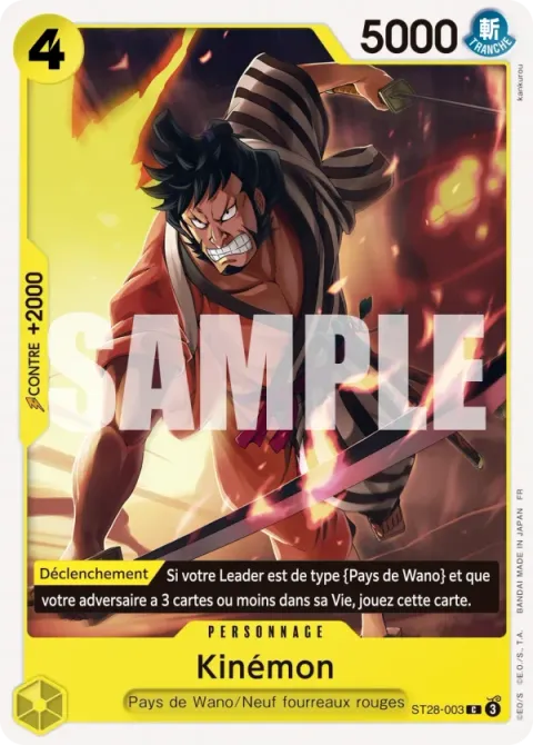 Carte One Piece Kinémon ST28-003, extension Deck vert/jaune Yamato