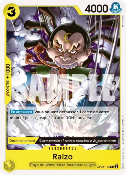 Carte One Piece Raizo OP06-112 · parallèle, extension Deck vert/jaune Yamato