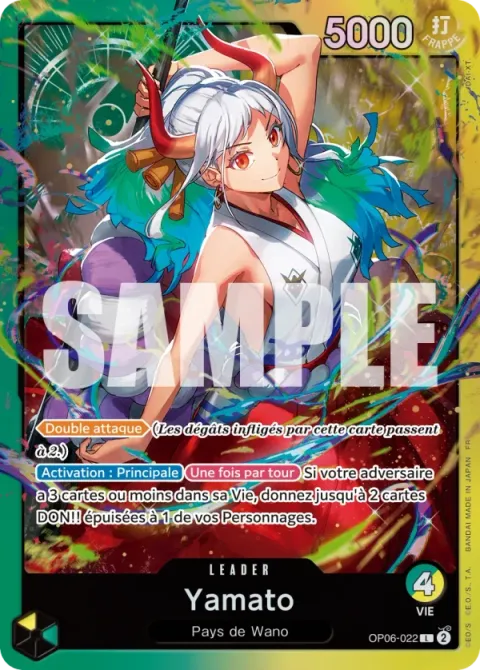 Carte One Piece Yamato OP06-022 · parallèle 2, extension Deck vert/jaune Yamato