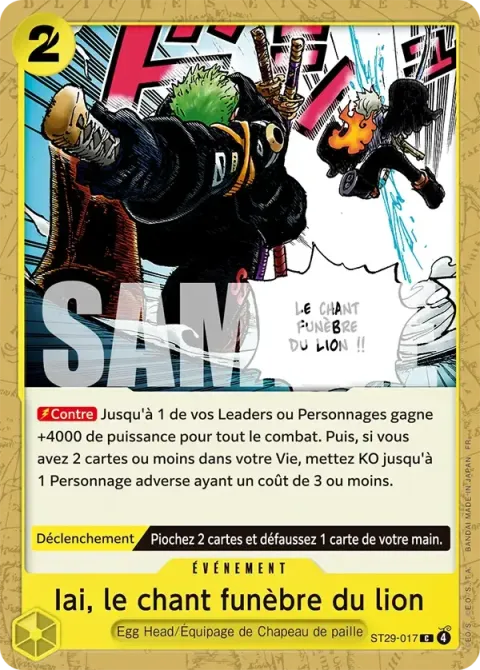 Carte One Piece Iai, le chant funèbre du lion ST29-017, extension Deck Egg Head