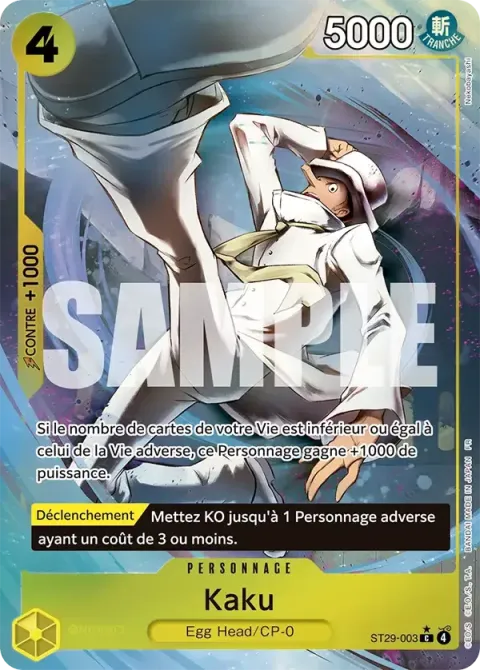Carte One Piece Kaku ST29-003 · parallèle, extension Deck Egg Head