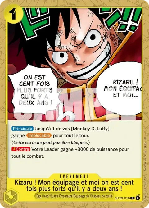 Carte One Piece Kizaru ! Mon équipage et moi on est cent fois plus forts qu’il y a deux ans ! ST29-016, extension Deck Egg Head