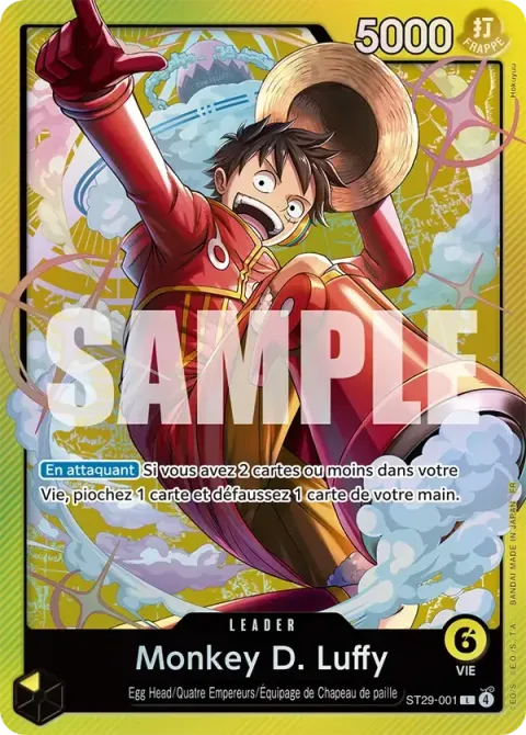 Carte One Piece Monkey D. Luffy ST29-001, extension Deck Egg Head