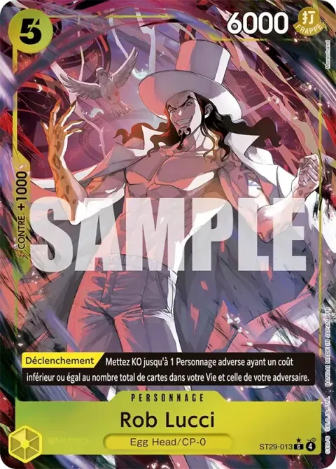 Carte One Piece Rob Lucci ST29-013 · parallèle, extension Deck Egg Head