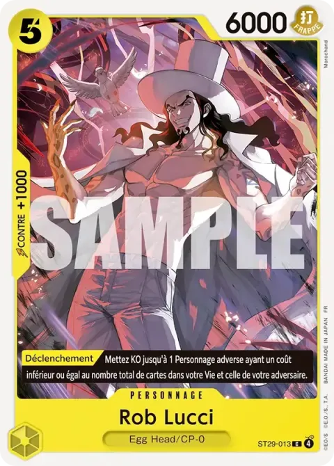 Carte One Piece Rob Lucci ST29-013, extension Deck Egg Head