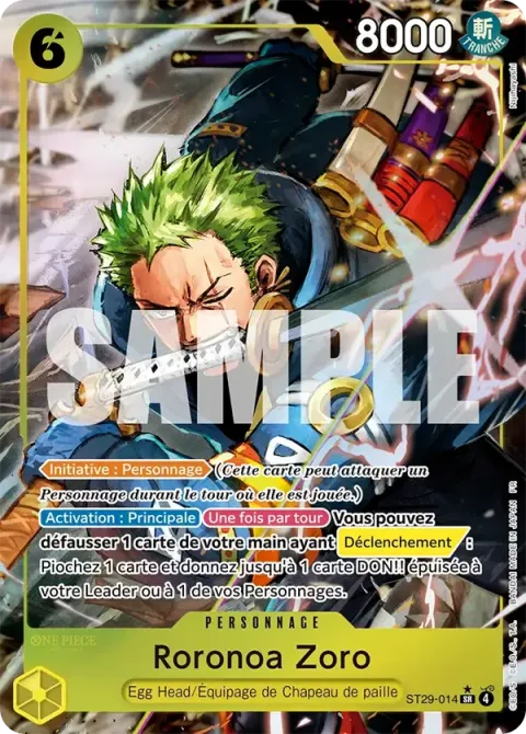 Carte One Piece Roronoa Zoro ST29-014 · parallèle, extension Deck Egg Head