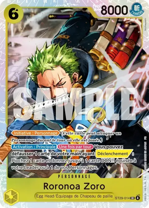Carte One Piece Roronoa Zoro ST29-014, extension Deck Egg Head