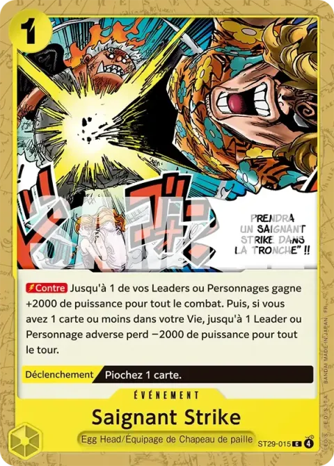 Carte One Piece Saignant Strike ST29-015, extension Deck Egg Head