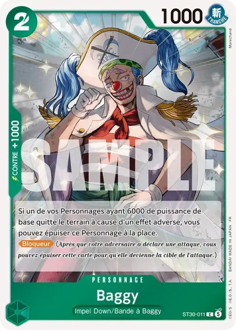 Carte One Piece Baggy ST30-011, extension Deck Luffy et Ace