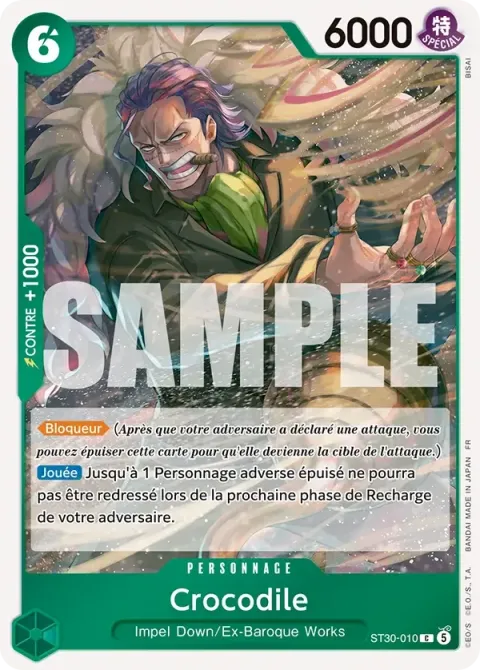 Carte One Piece Crocodile ST30-010, extension Deck Luffy et Ace
