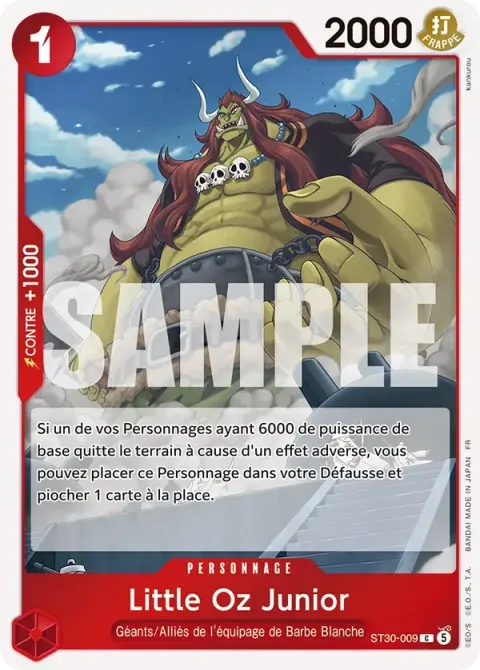 Carte One Piece Little Oz Junior ST30-009, extension Deck Luffy et Ace