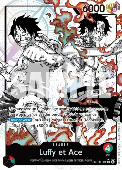 Carte One Piece Luffy et Ace ST30-001 · parallèle, extension Deck Luffy et Ace