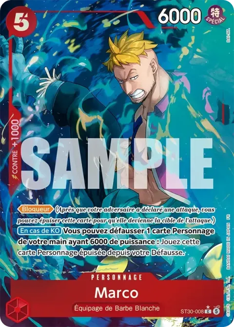 Carte One Piece Marco ST30-008 · parallèle, extension Deck Luffy et Ace