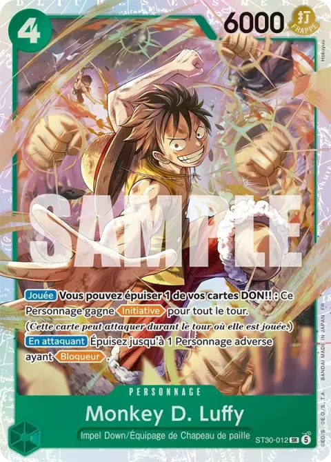 Carte One Piece Monkey D. Luffy ST30-012, extension Deck Luffy et Ace