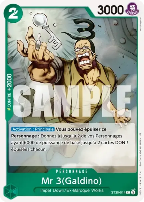 Carte One Piece Mr 3(Galdino) ST30-014, extension Deck Luffy et Ace