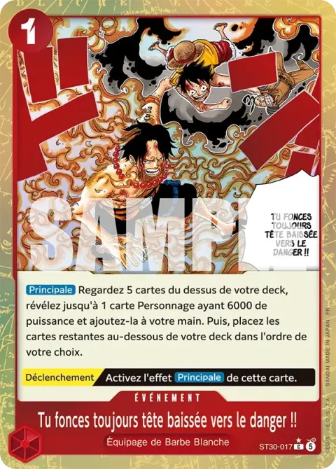 Carte One Piece Tu fonces toujours tête baissée vers le danger !! ST30-017 · parallèle, extension Deck Luffy et Ace