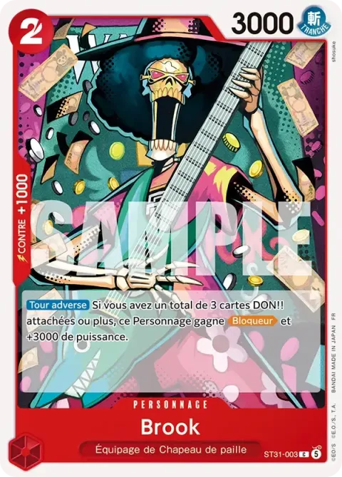 Carte One Piece Brook ST31-003, extension Deck rouge Monkey D. Luffy