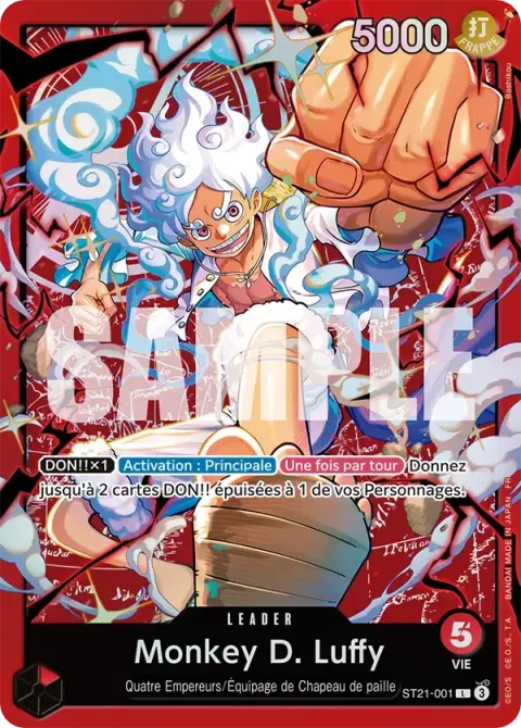 Carte One Piece Monkey D. Luffy ST21-001, extension Deck rouge Monkey D. Luffy