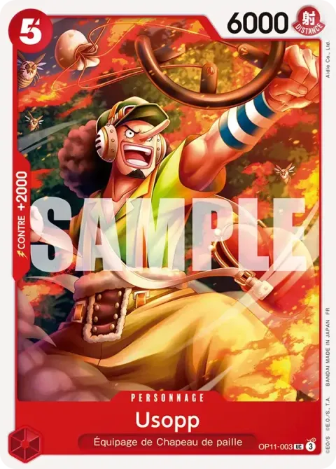 Carte One Piece Usopp OP11-003, extension Deck rouge Monkey D. Luffy