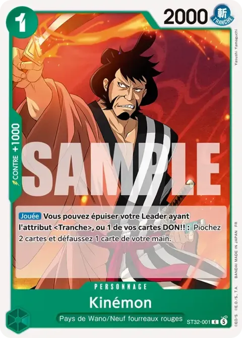 Carte One Piece Kinémon ST32-001, extension Deck vert Roronoa Zoro