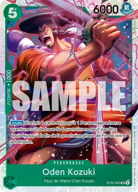 Carte One Piece Oden Kozuki ST32-002, extension Deck vert Roronoa Zoro
