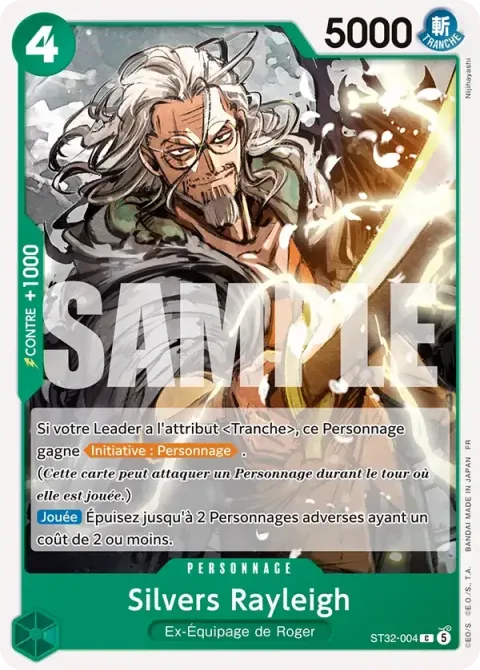 Carte One Piece Silvers Rayleigh ST32-004, extension Deck vert Roronoa Zoro